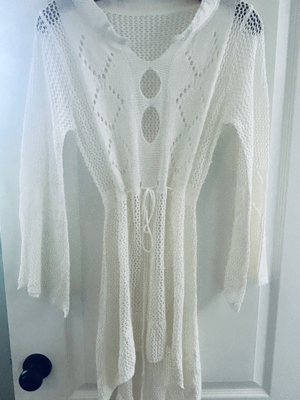 Lightweight White Crochet Knit Tunic Beach cover-up!  Super cute!  New!